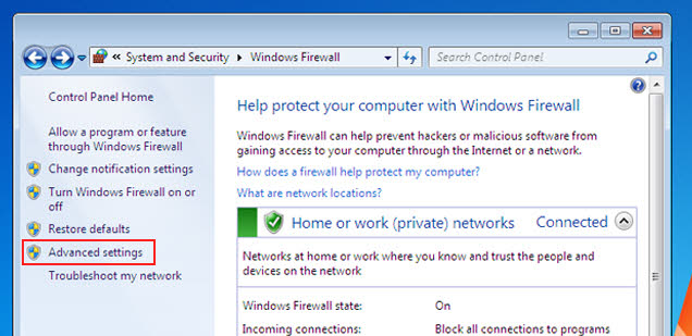 After that, click the 'Advanced settings' on left side.